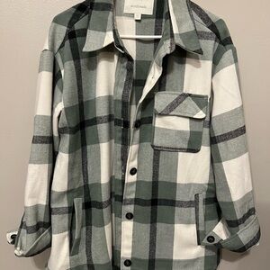 Women's Plaid Jacket - Green and White